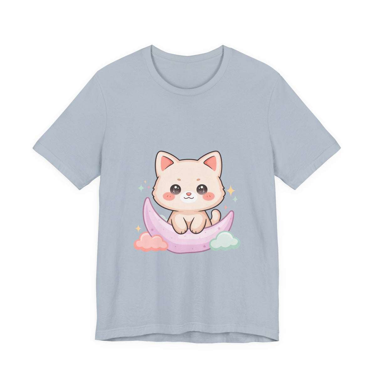 Kawaii Cat Moon T-Shirt for Cozy Night Owls