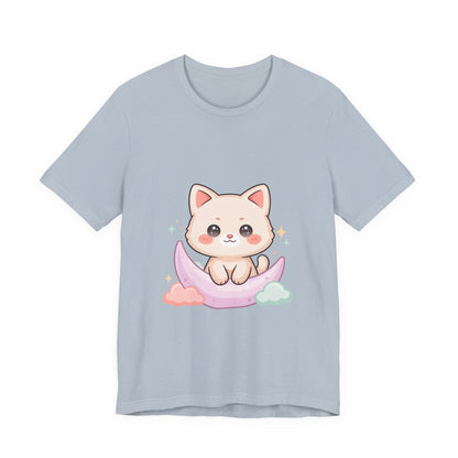 Kawaii Cat Moon T-Shirt for Cozy Night Owls
