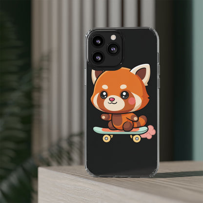 Red Panda Skateboard Phone Case, Cute Kawaii Style
