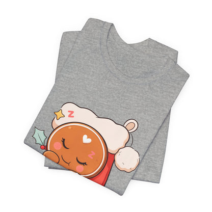 Sleeping Gingerbread Man Christmas T-Shirt, Kawaii Holiday Tee