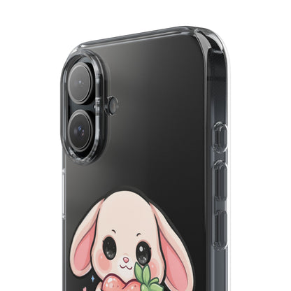 Kawaii Bunny Strawberry Phone Case, Clear Impact-Resistant