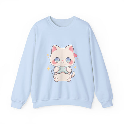 Kawaii Gamer Cat Sweatshirt for Cozy Gaming Nights