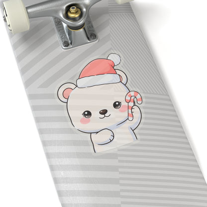 Christmas Polar Bear Sticker, Cute Kawaii Holiday Gift