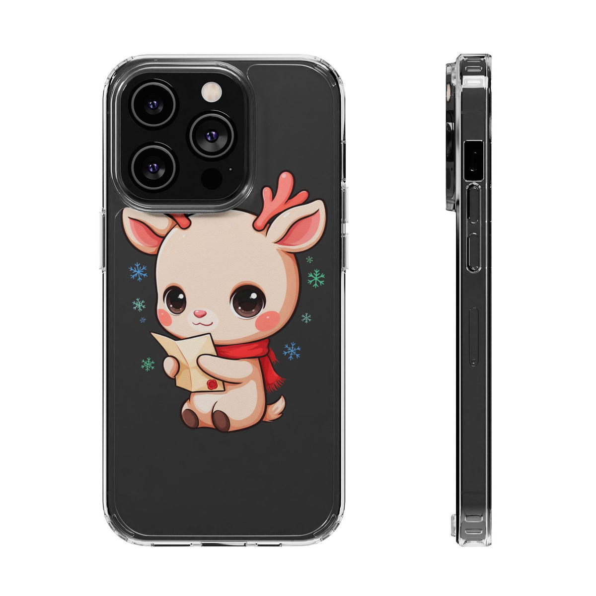 Christmas Reindeer Clear Impact-Resistant Phone Case