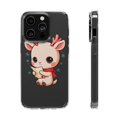 Christmas Reindeer Clear Impact-Resistant Phone Case