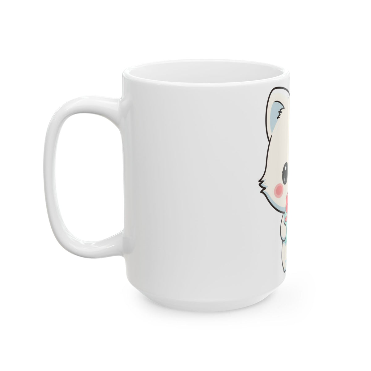 Kawaii Arctic Fox Mug with Gift Box, Cute Ceramic Cup