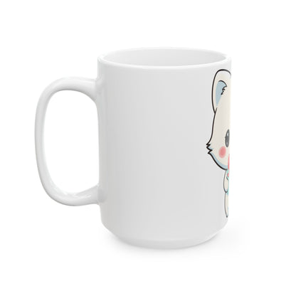Kawaii Arctic Fox Mug with Gift Box, Cute Ceramic Cup
