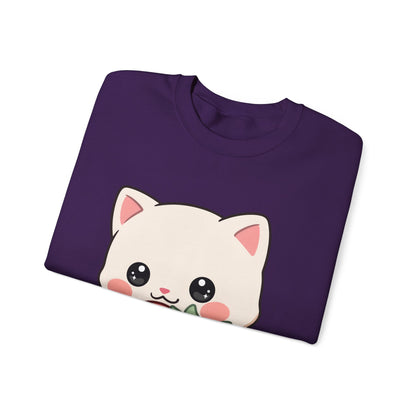 Kawaii Cat Strawberry Sweatshirt, Cute Chibi Crewneck