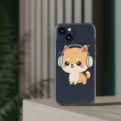Kawaii Shiba Inu Phone Case – Music Lover Clear Case