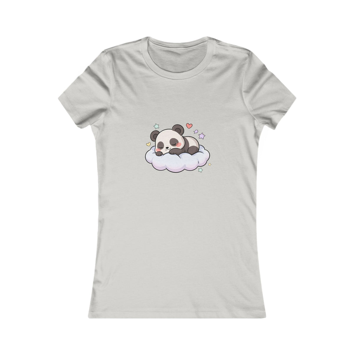 Kawaii Panda Women's Tee, Sleeping Panda on a Cloud