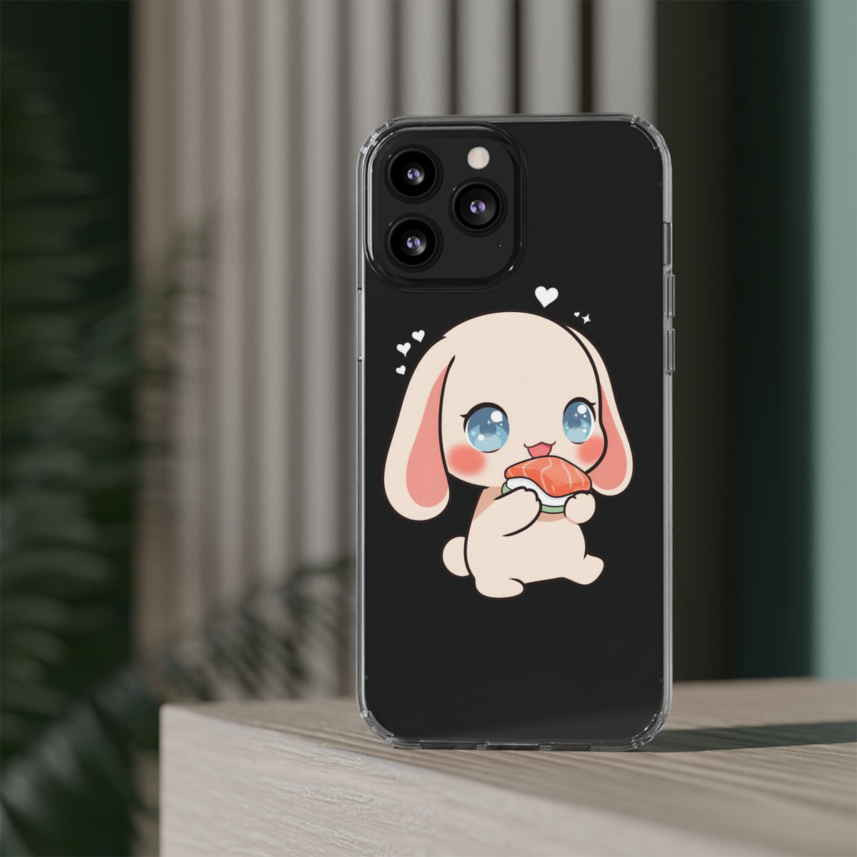 Kawaii Bunny Sushi Phone Case, Clear Impact-Resistant