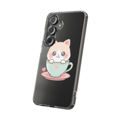 Kawaii Cat Phone Case, Cute Teacup Kitty Gift
