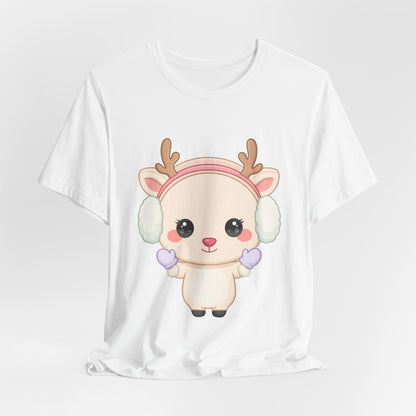 Kawaii Reindeer T-Shirt, Cute Winter Animal Tee