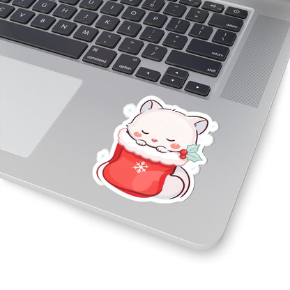 Kawaii Arctic Fox Christmas Sticker for Cozy Holiday Fans