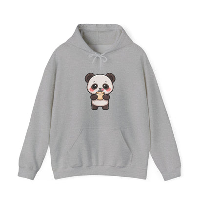 Kawaii Panda Latte Hoodie, Cute Coffee Lover Sweatshirt