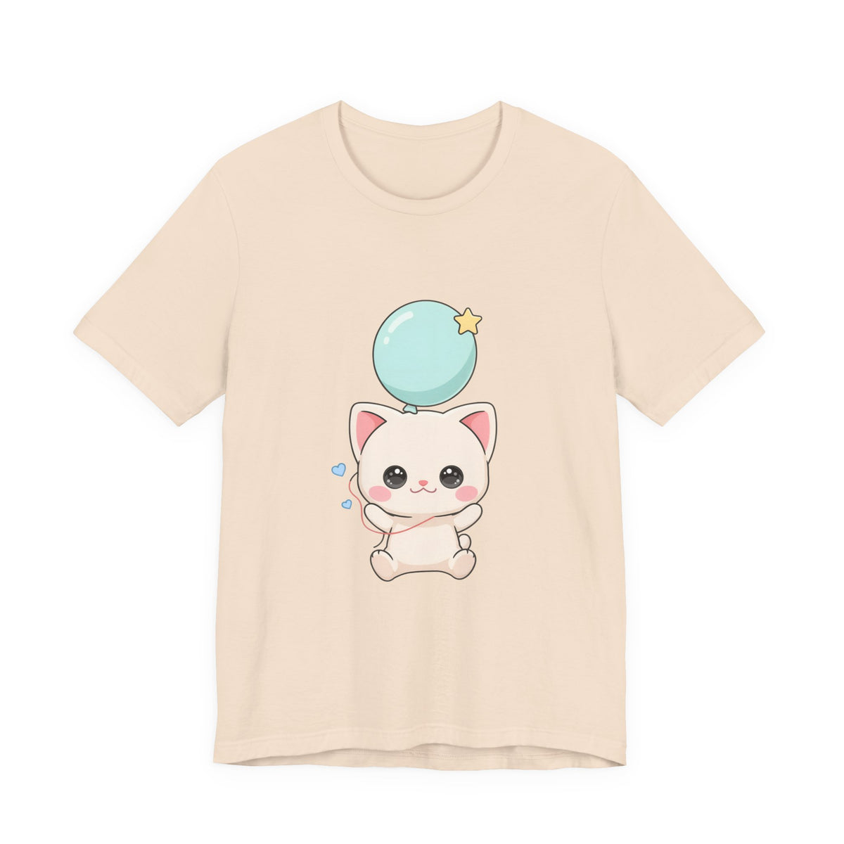 Kawaii Cat Balloon T-Shirt, Cute Chibi Kitty Tee
