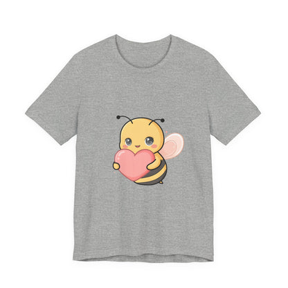 Kawaii Bee T-Shirt: Sweet Heart-Loving Unisex Tee