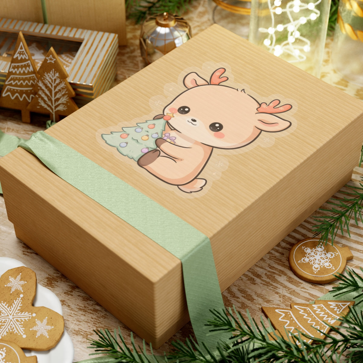 Kawaii Christmas Reindeer Kiss-Cut Sticker