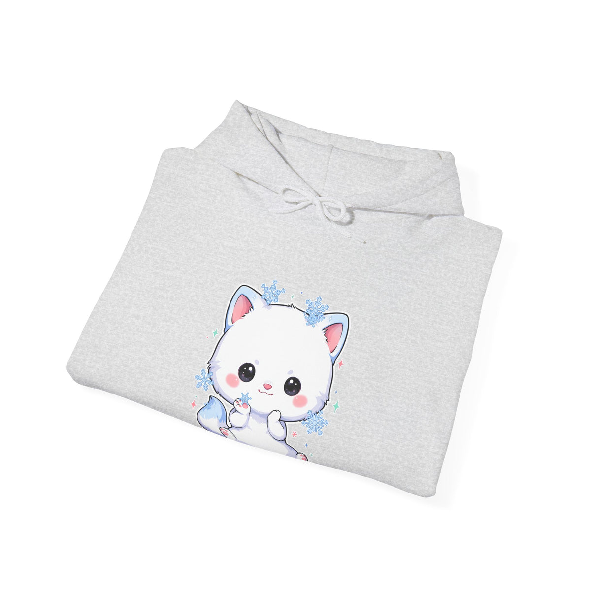 Kawaii Arctic Fox Hoodie, Cute Snowflake Fox Sweatshirt