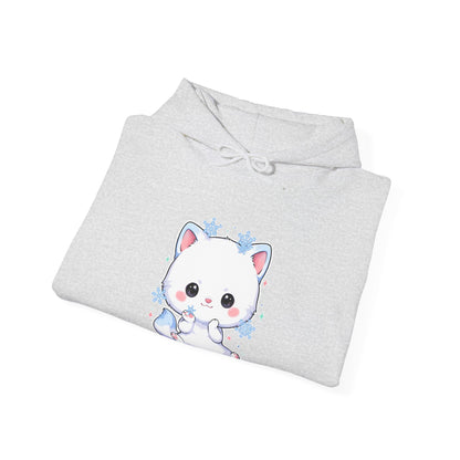 Kawaii Arctic Fox Hoodie, Cute Snowflake Fox Sweatshirt