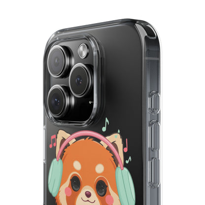 Red Panda Phone Case, Kawaii Music Lover Clear Case