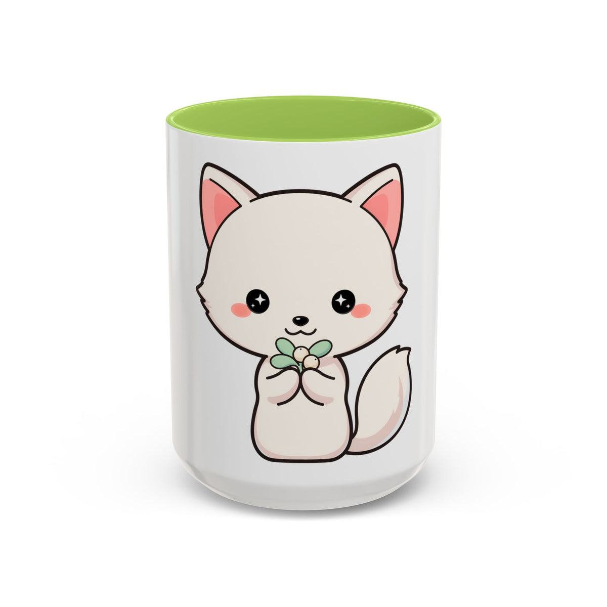 Kawaii Arctic Fox Christmas Accent Coffee Mug