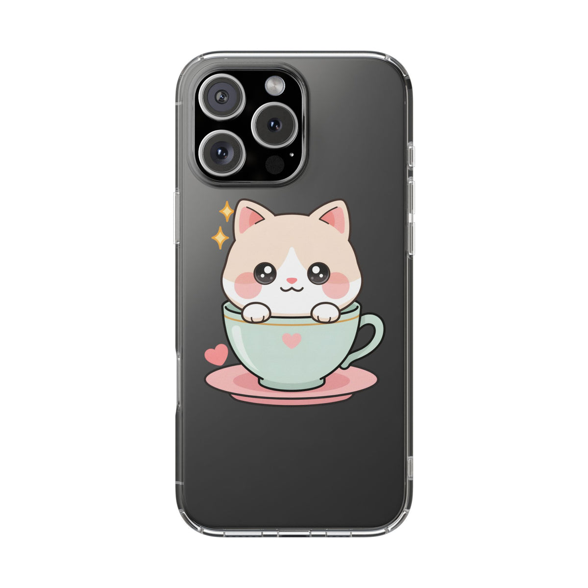 Kawaii Cat Phone Case, Cute Teacup Kitty Gift