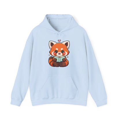 Cute Red Panda Reading Hoodie, Kawaii Book Lover Sweatshirt