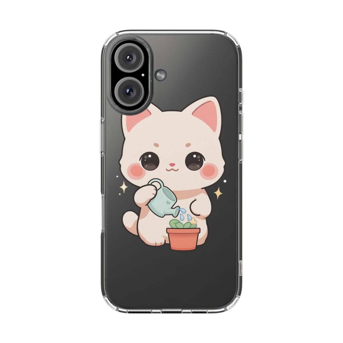 Kawaii Cat Phone Case, Cute Plant Lover Gift