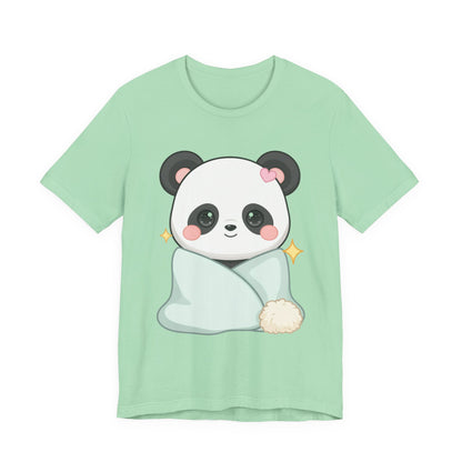 Kawaii Panda T-Shirt, Cozy Blanket Chibi Animal Tee