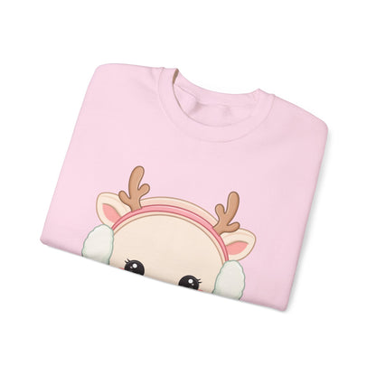 Kawaii Reindeer Sweatshirt, Cute Winter Crewneck