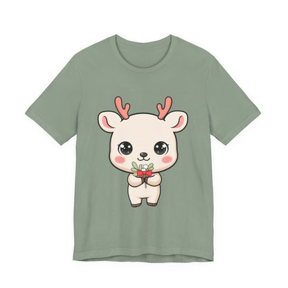 Kawaii Reindeer Christmas T-Shirt for Holiday Cheer
