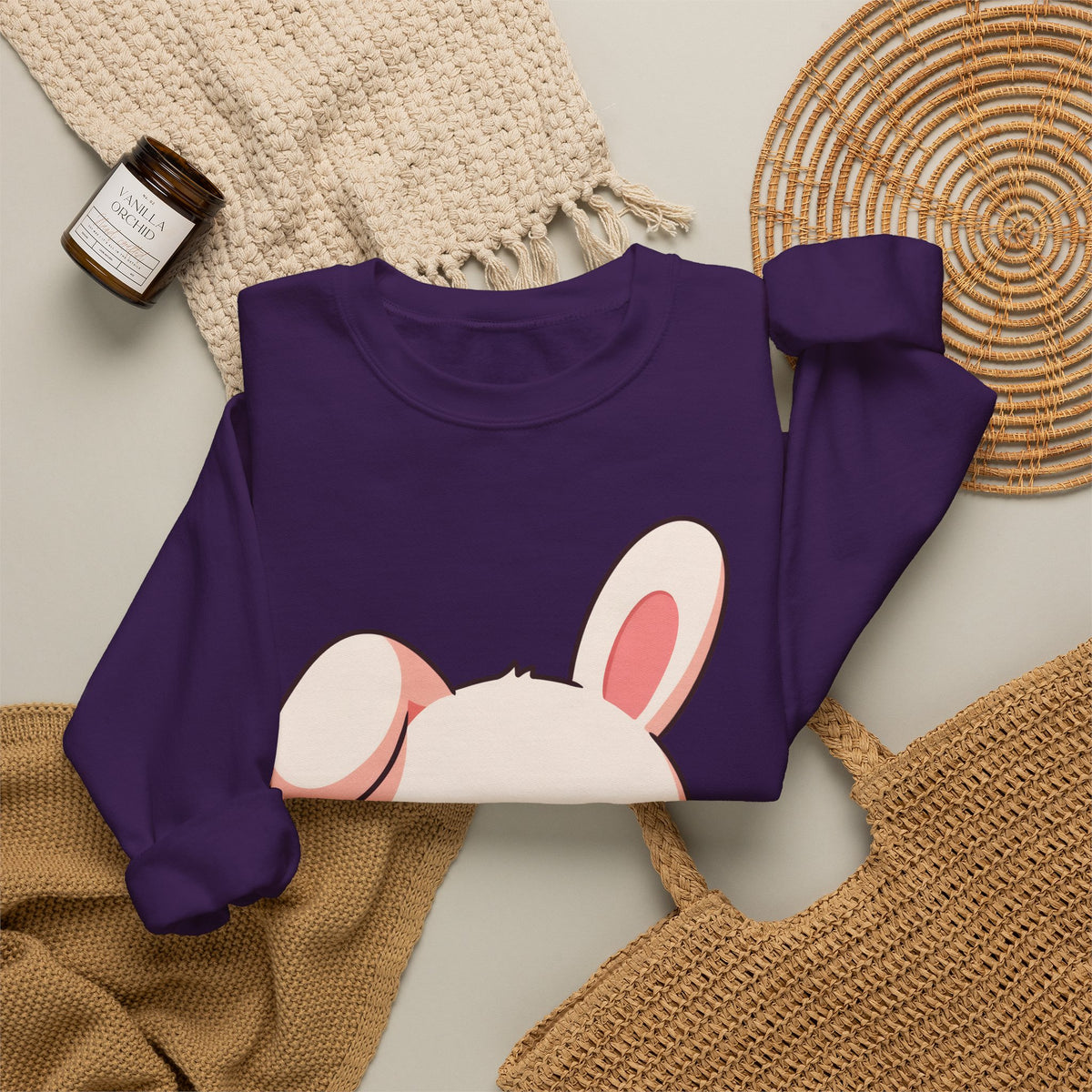 Kawaii Bunny Sweatshirt, Cute Latte Lover Crewneck