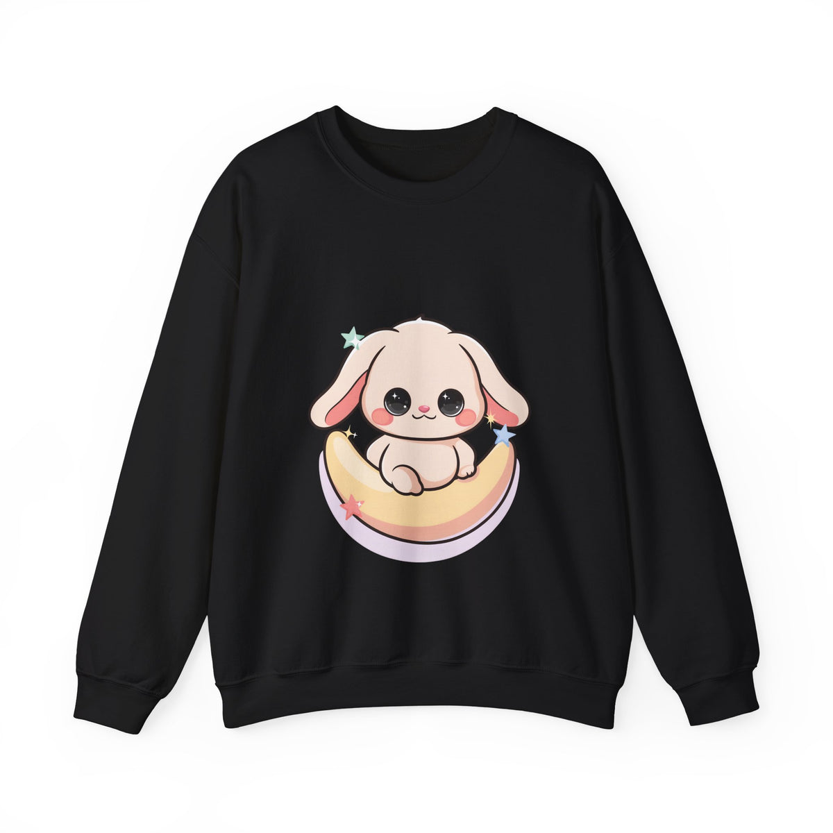Kawaii Bunny Sweatshirt, Cute Crescent Moon Gift