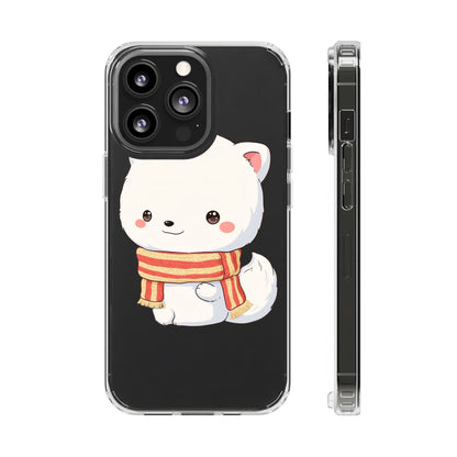 Kawaii Arctic Fox Phone Case, Cozy Christmas Scarf