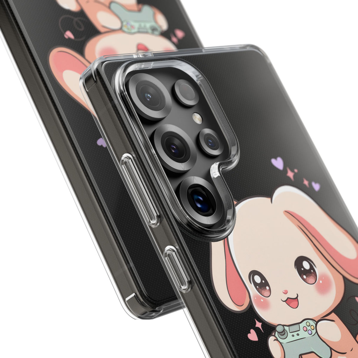 Kawaii Bunny Gamer Clear Impact-Resistant Phone Case