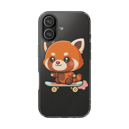 Red Panda Skateboard Phone Case, Cute Kawaii Style