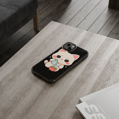 Kawaii Cat Phone Case, Cute Plant Lover Gift