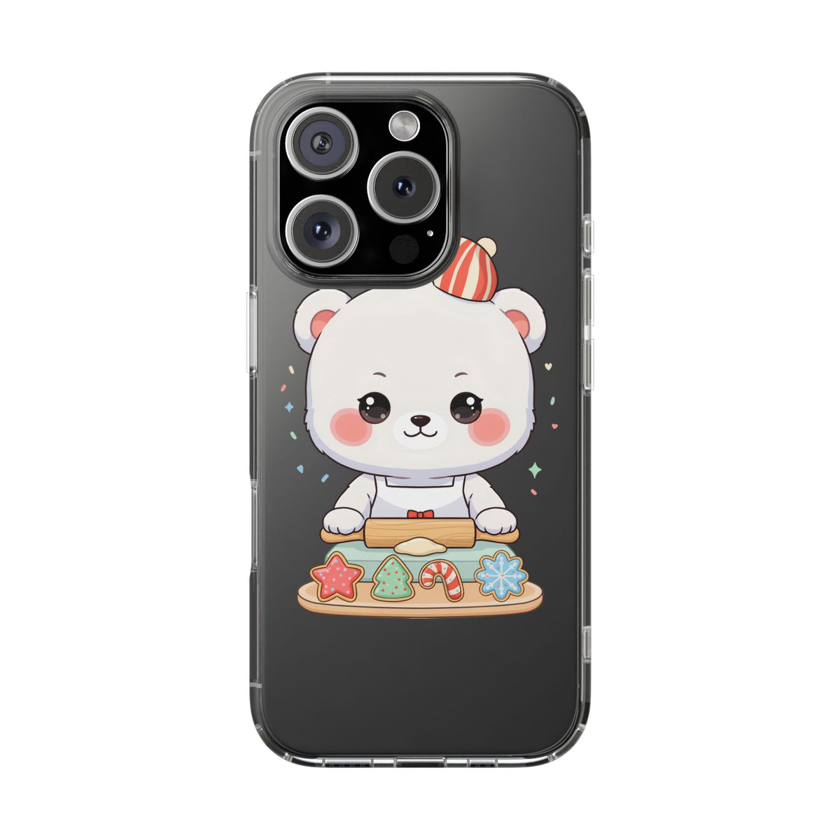Christmas Bear Cookie Baking Clear Phone Case