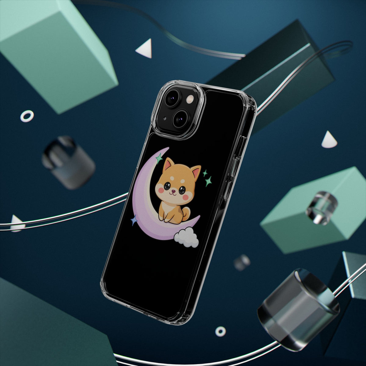 Kawaii Shiba Inu Phone Case – Crescent Moon Cutie