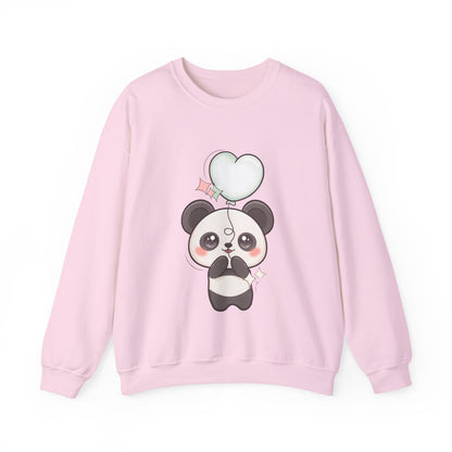 Kawaii Panda Sweatshirt with Heart Balloon