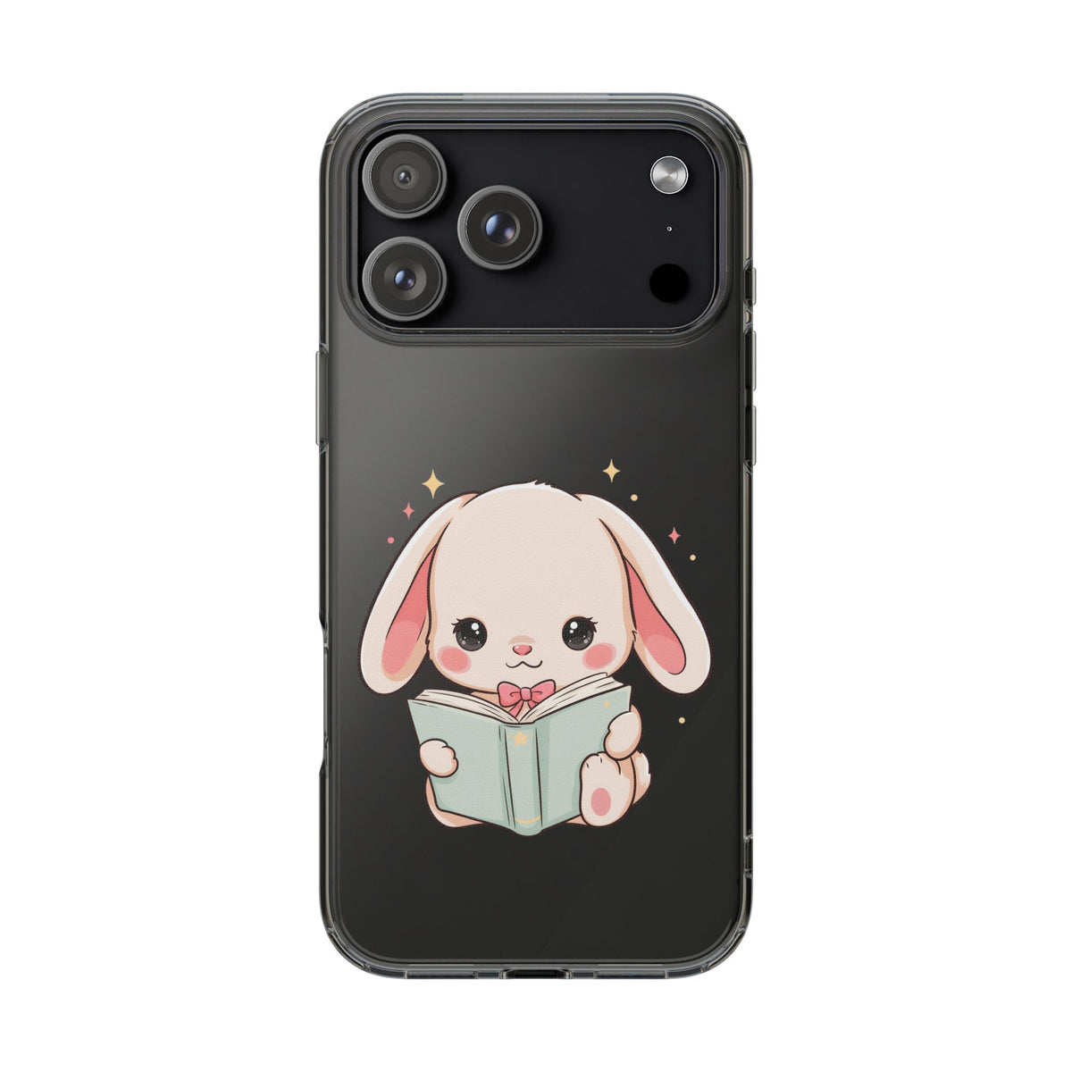 Kawaii Reading Bunny Clear Impact-Resistant Case