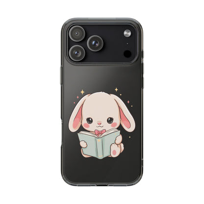 Kawaii Reading Bunny Clear Impact-Resistant Case