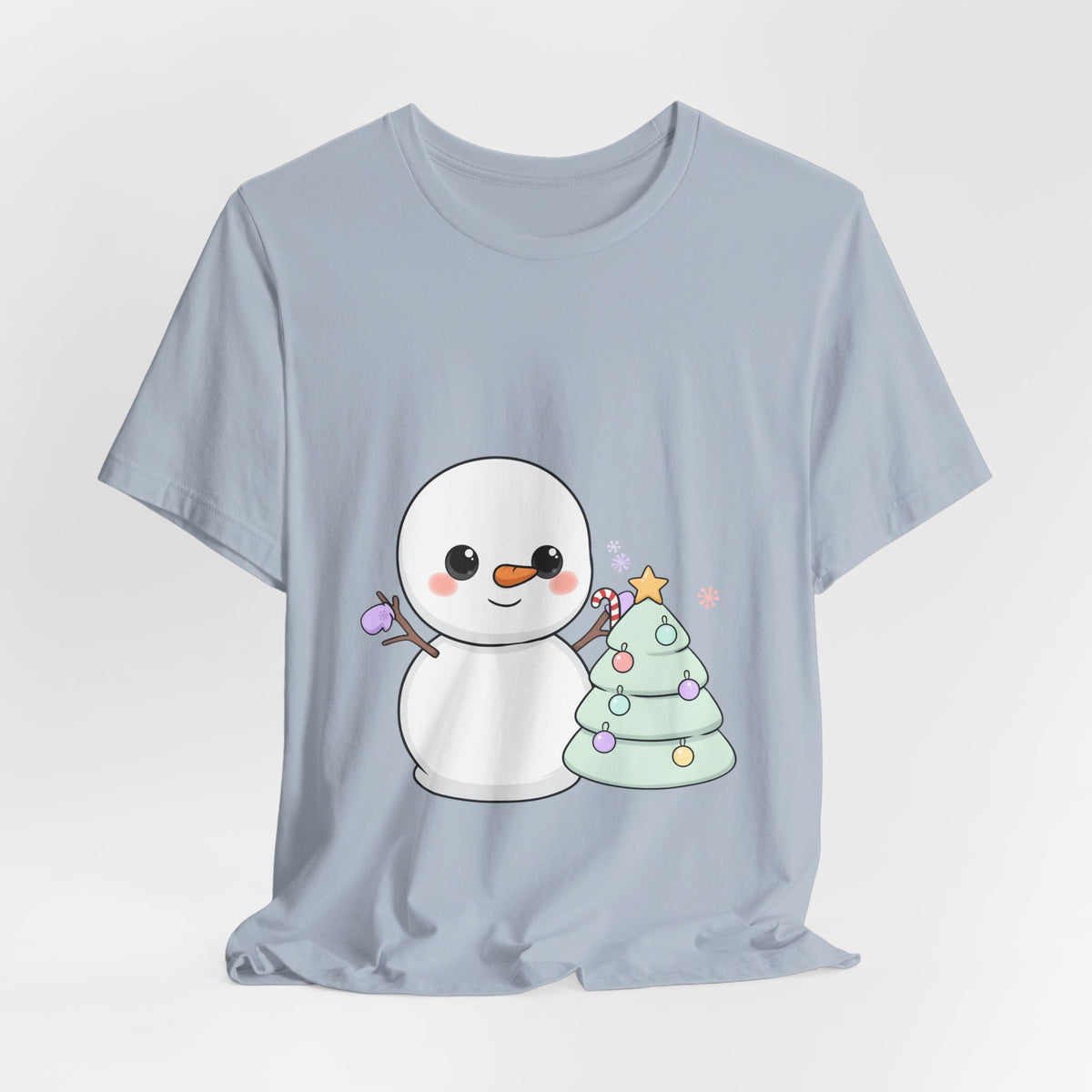 Kawaii Snowman Christmas T-Shirt for Festive Outfits