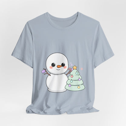 Kawaii Snowman Christmas T-Shirt for Festive Outfits