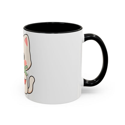 Kawaii Cat Strawberry Accent Coffee Mug