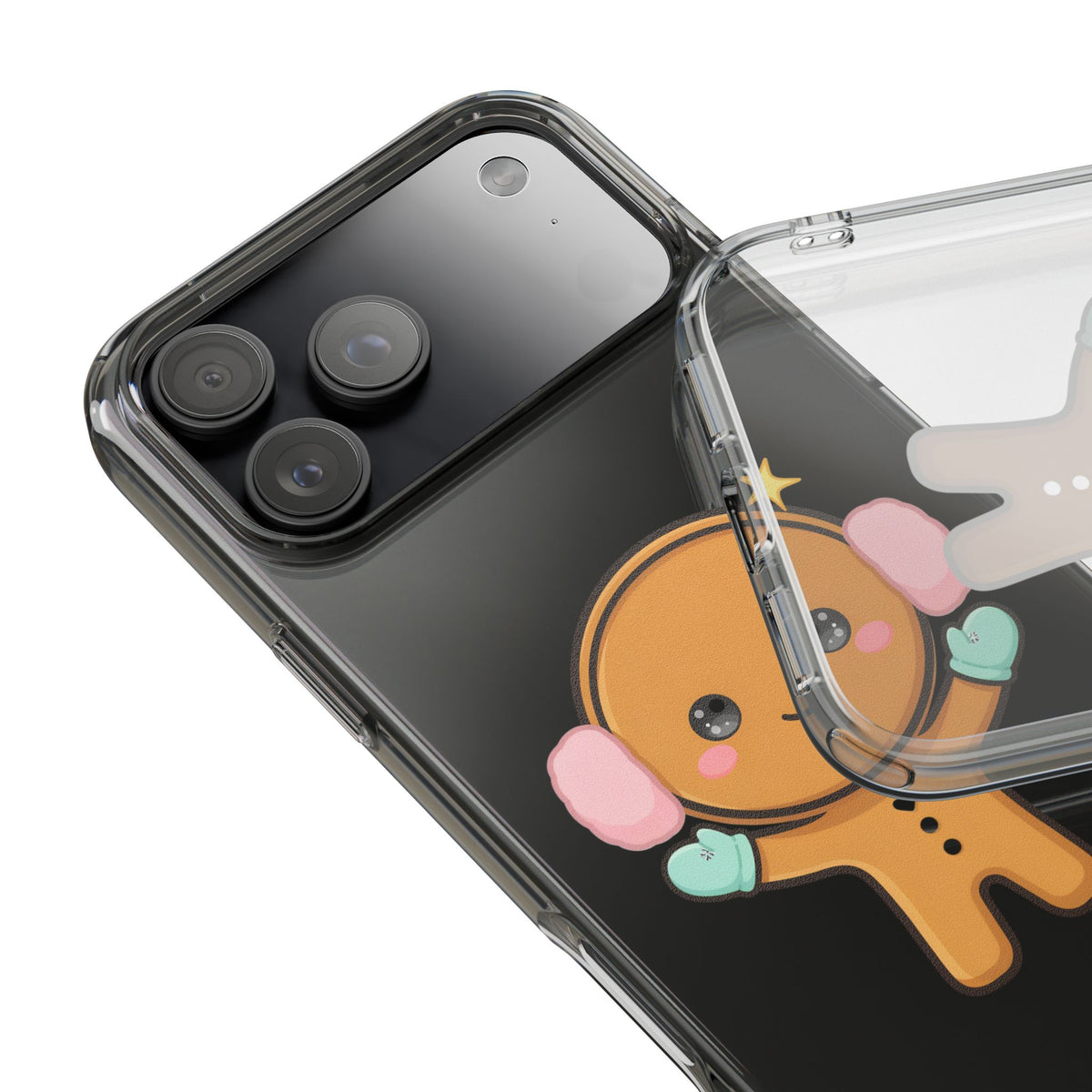Kawaii Gingerbread Phone Case, Cute Winter Character