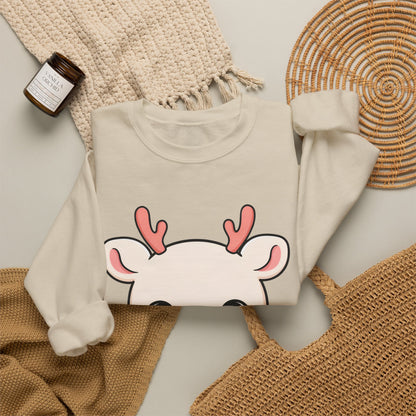 Kawaii Reindeer Sweatshirt, Cute Christmas Crewneck