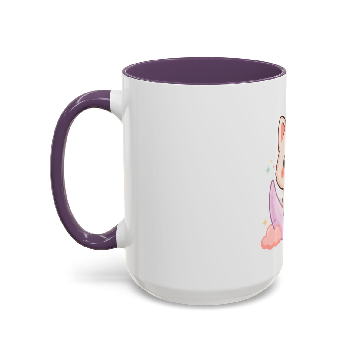 Kawaii Cat Moon Accent Coffee Mug, Cute Cat Lover Gift