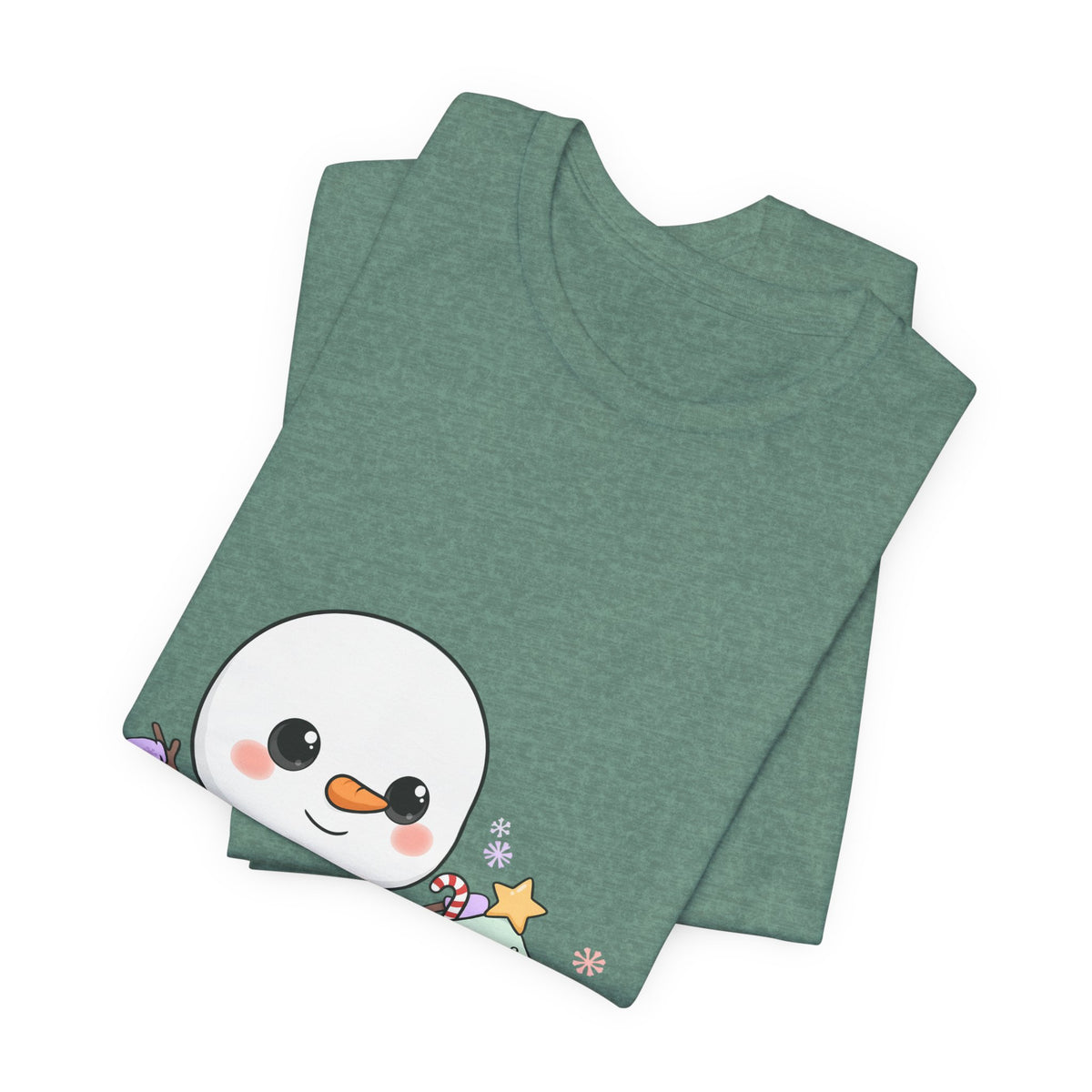Kawaii Snowman Christmas T-Shirt for Festive Outfits